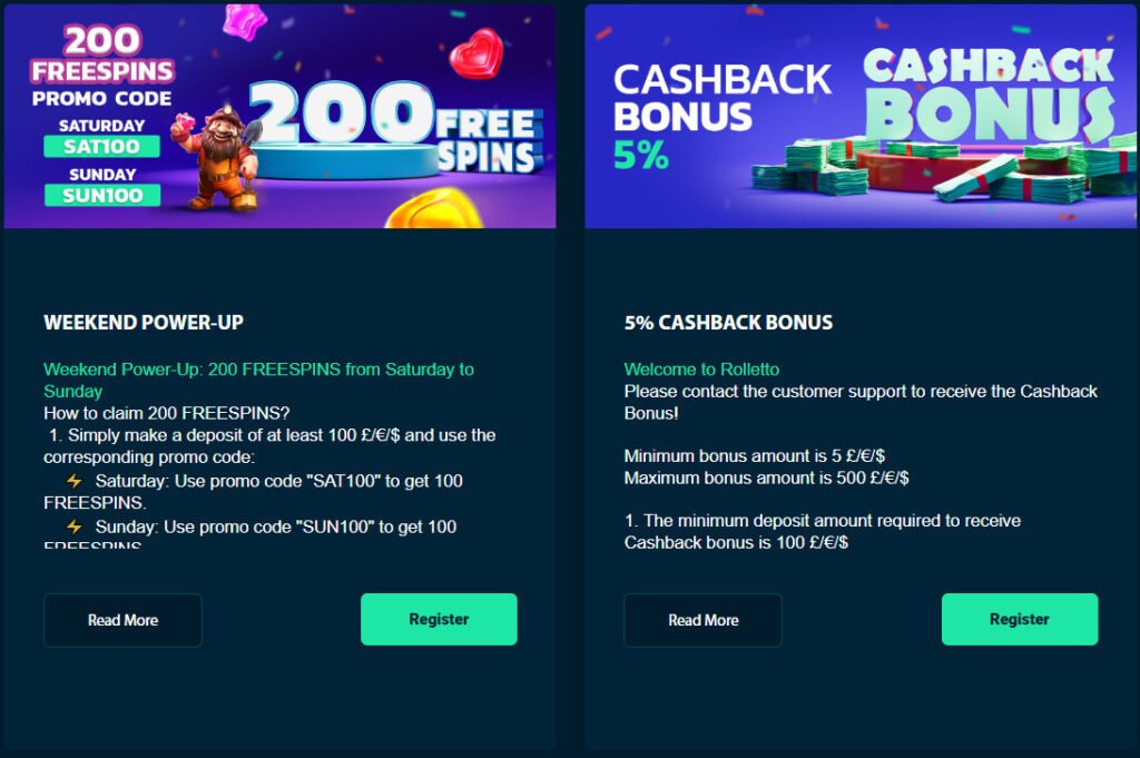 Rolletto Casino Promotions – Reload Bonus, Cashback & VIP Rewards